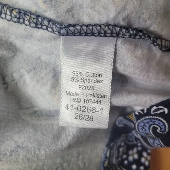 Paisley blue square neck short sleeved top 26/28 maximalist‎ artsy boho - Picture 10 of 11